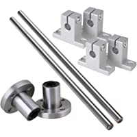 Los mejores  - CNBTR Rodamiento de buje de movimiento de brida redonda horizontal de 8 mm de diámetro y eje óptico lineal de 200 mm con…